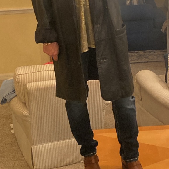 Preston & York Lambskin Black Leather Mid Length Coat size Large - Picture 14 of 16